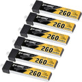 6pcs 260mAh 1S Lipo Battery 3.8V 80C LiHV Battery with BT2.0 Connector for 65mm 1S FPV Tiny Whoop Drone Quadcopter Like Air65, Meteor65, Mobula 6