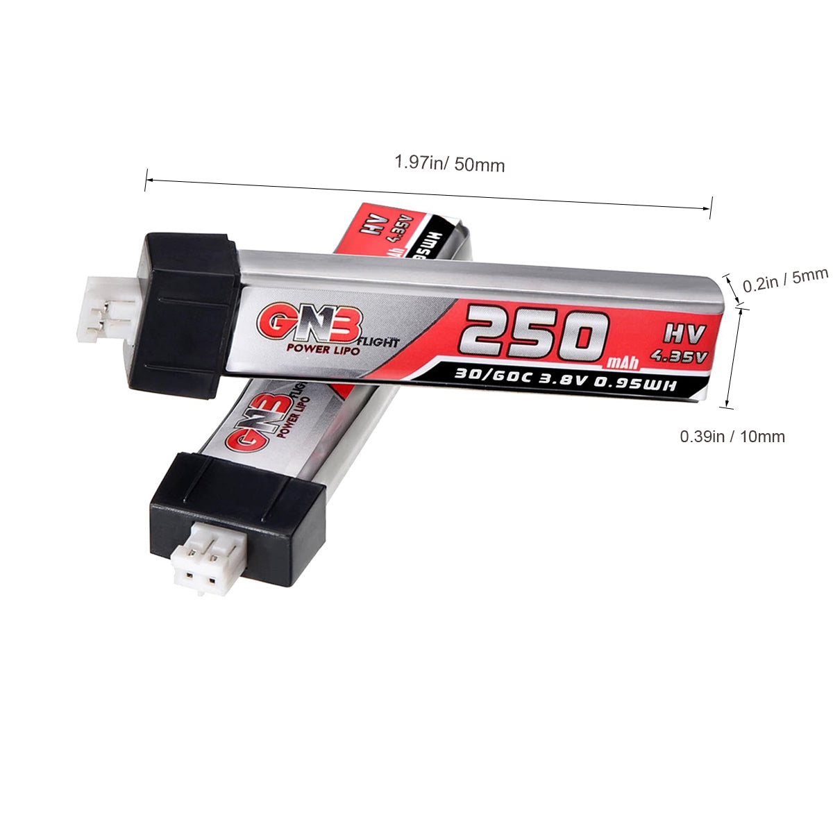 6pcs 250mAh 1S Battery 3.8V LiHV 30C/60C JST-PH2.0 Connector LiPo Battery for Emax Tinyhawk, Mobula7 FPV Racing Drone