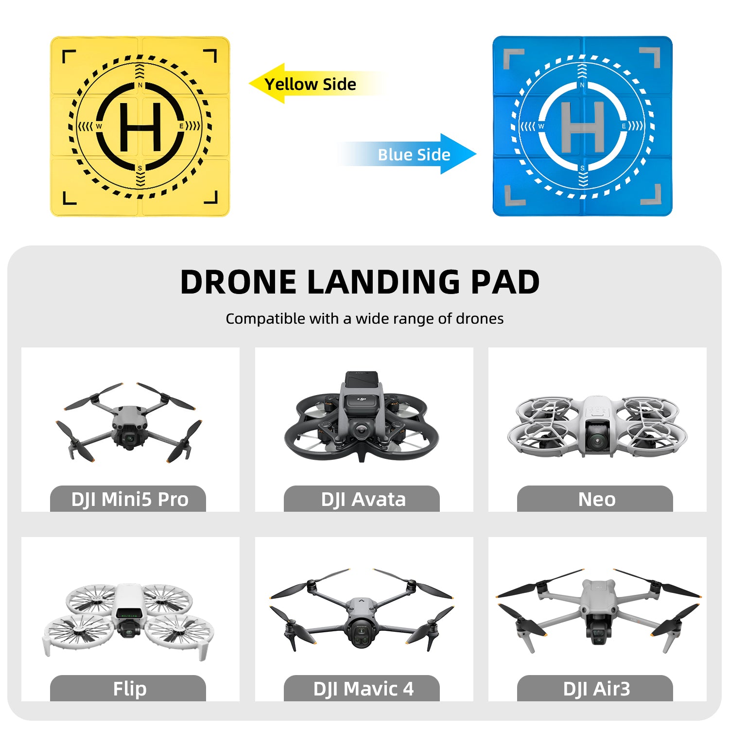 Nighttime Reflective Drone Landing Pad, Double Sided Waterproof Landing Pad Weighted for DJI Neo/Flip/Mini 5 Pro/Mini 4k/Mini 4 Pro/Avata 2/Mavic 4/Air 3s