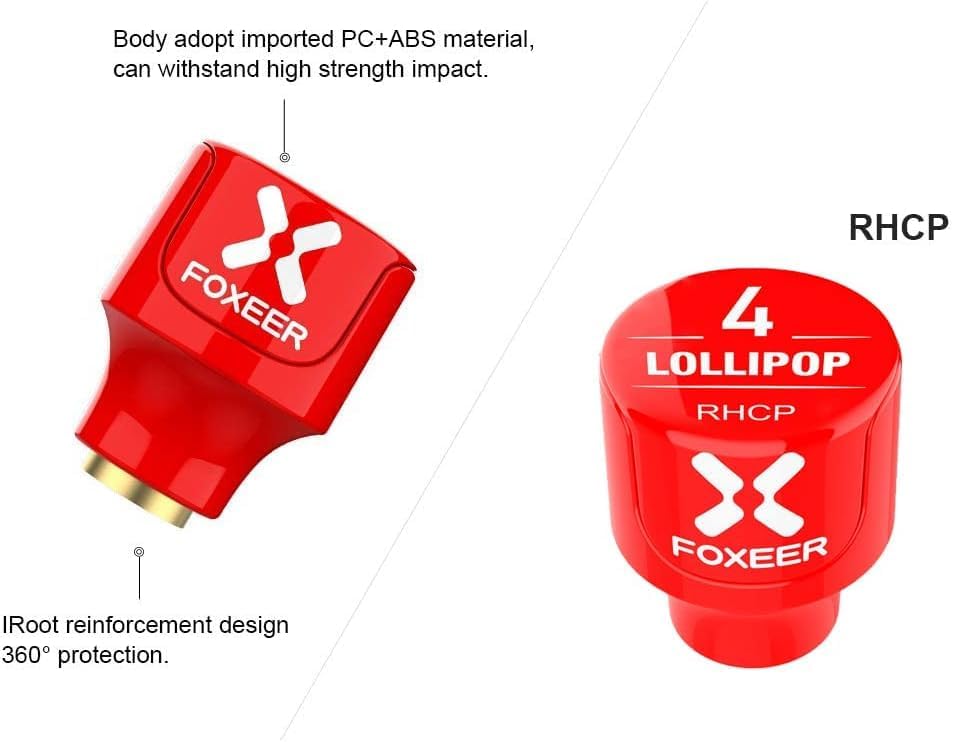 2pcs FOXEER FPV Antenna Lollipop 5.8GHz RHCP 2.5Dbi Stubby Antenna RP-SMA for FPV Racing Drone Fatshark Goggles TX RX (RP-SMA)