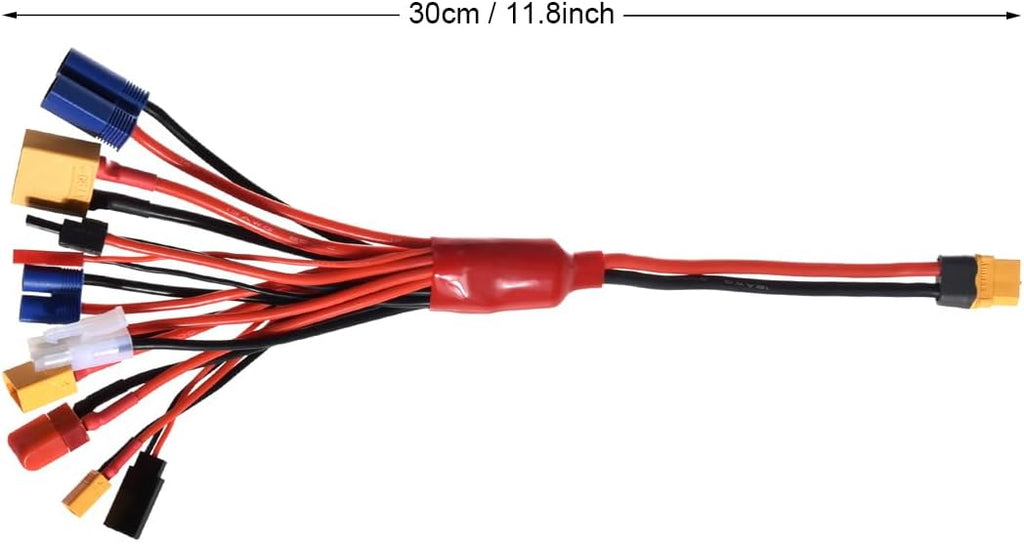 RC Lipo Battery Charger Adapter Connector Splitter Wire with 2-6S Charge Balance Board, 10 in 1 Octopus Convert Cable to XT60H Plug Lead Cable for TRX,T-Plug,Tamiya,Futaba,JST,XT90,XT60,XT30,EC3,EC5