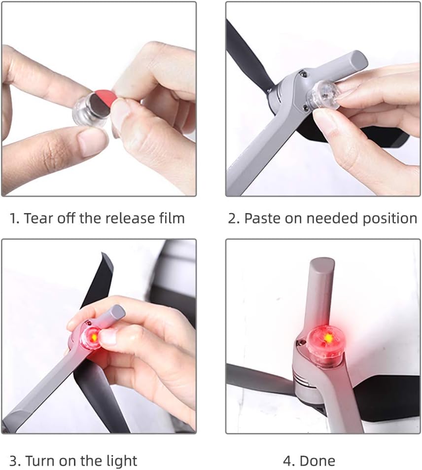 4Pcs Drone Strobe Lights, Anti Collision Light for Drone Night Flying, Universal Quick Flash LED Navigation Light Kit for DJI Neo, Mini 4 Pro, Avata 2, Mini 4k, Air 3S & All RC Drones Accessory