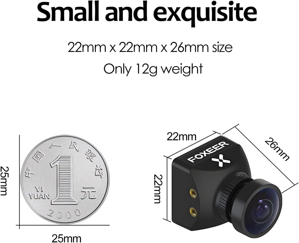 FOXEER FPV Camera Razer Mini V3 1200TVL 1/3" CMOS Sensor 2.1mm Lens 4:3 PAL/NTSC Switchable OSD Board Support Ultra Light Nano FPV Camera for RC FPV Racing Drone