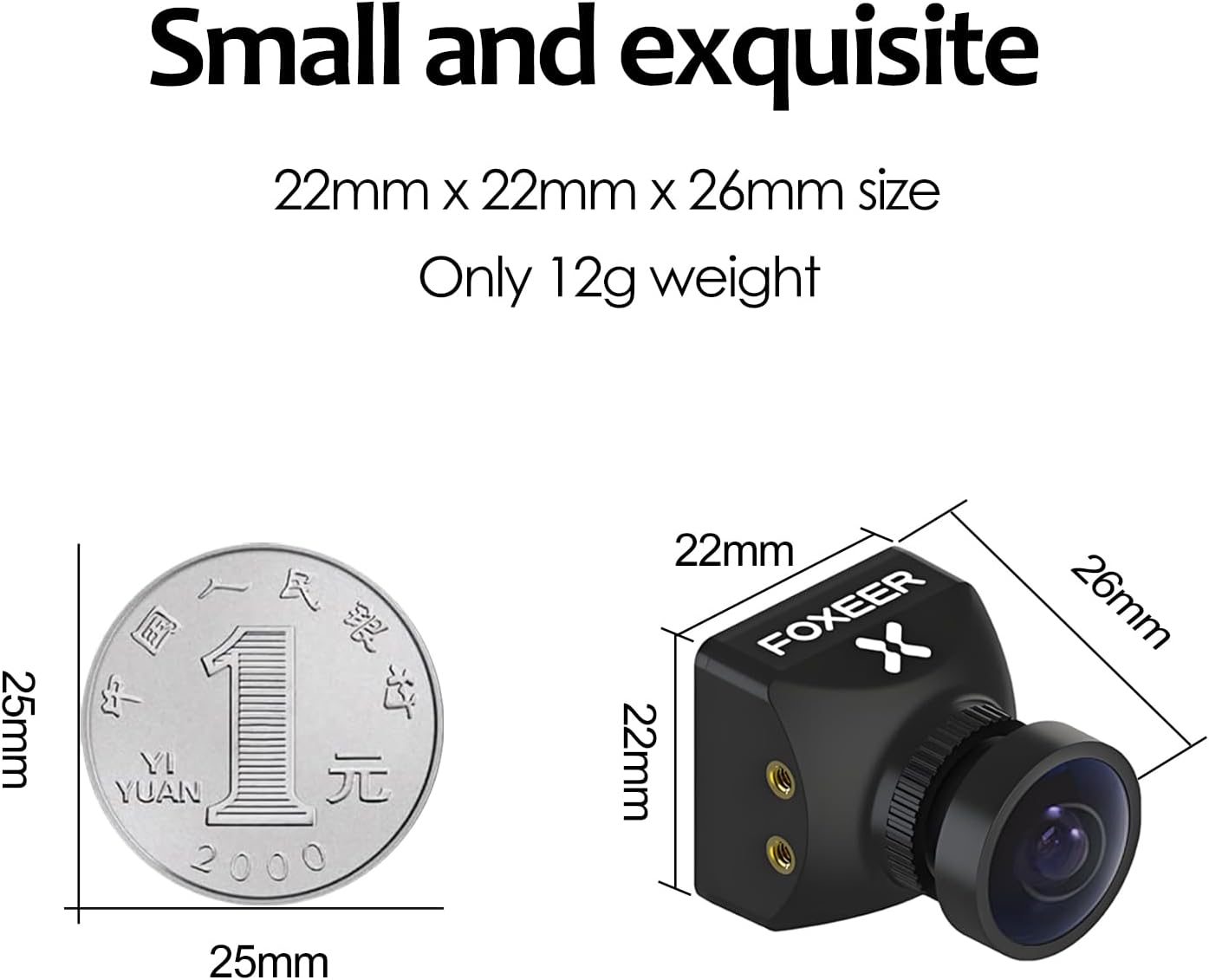 FOXEER FPV Camera Razer Mini V3 1200TVL 1/3" CMOS Sensor 2.1mm Lens 4:3 PAL/NTSC Switchable OSD Board Support Ultra Light Nano FPV Camera for RC FPV Racing Drone
