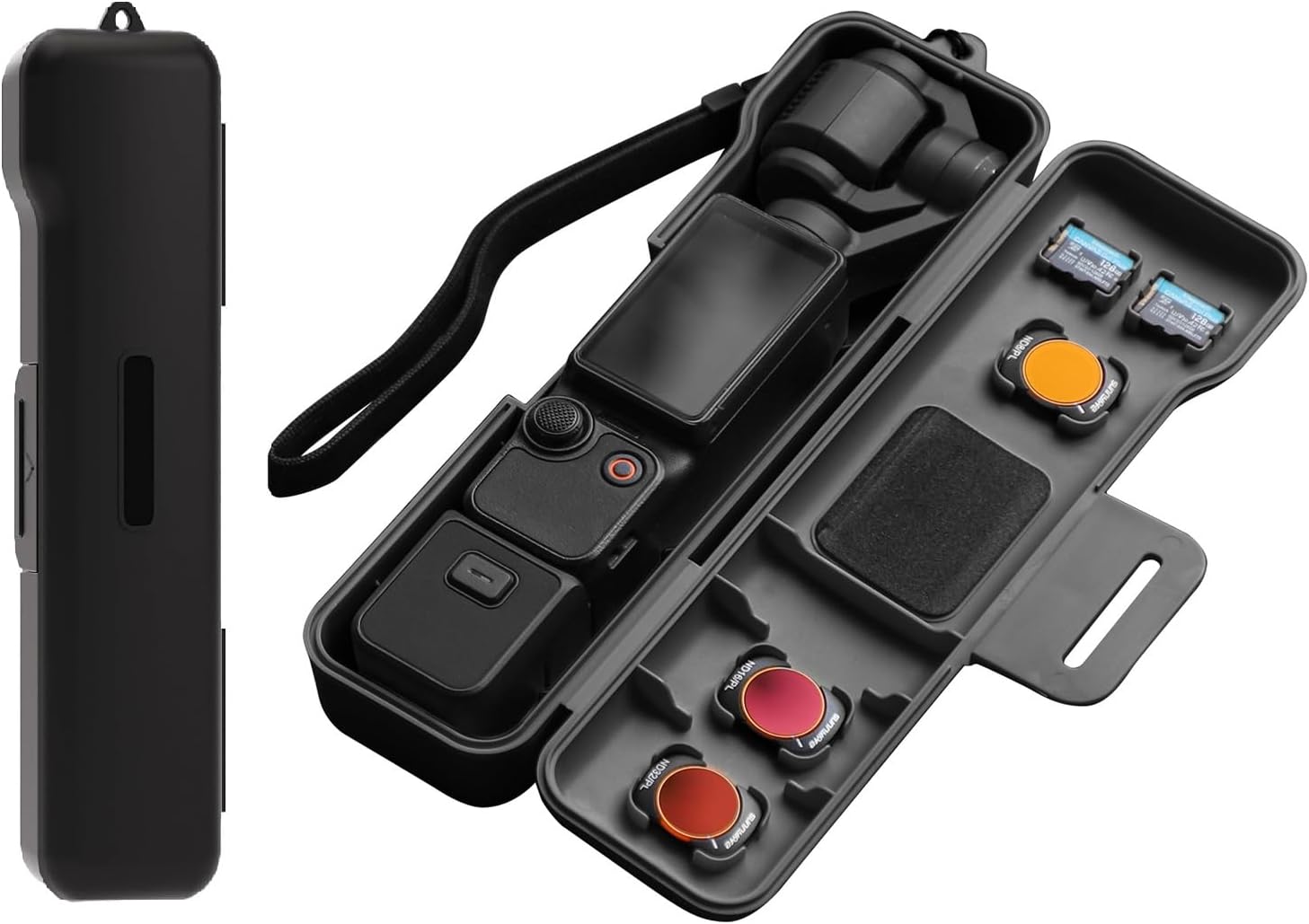 Travel Waterproof Case for DJI Osmo Pocket 3 Creator Combo Accessories with 3 Magnetic Cpl/Nd Filter Storage Slots and 2 Storage Card Slots, Wrist Strap for DJI Osmo Pocket 3