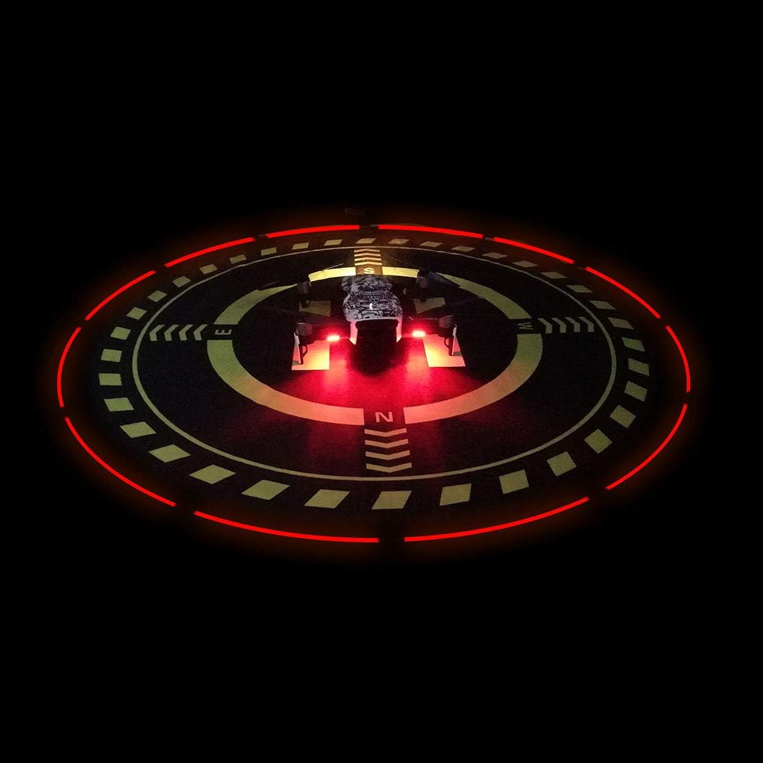 Drone Landing Pad with Night Vision LED Light, Universal 27.6" (70cm) Waterproof Fast-Foldable Landing Pad for DJI Mini 5 Pro/ 4/3 Pro/4K/DJI Neo/Flip/Mavic 3/RC Quadcopters