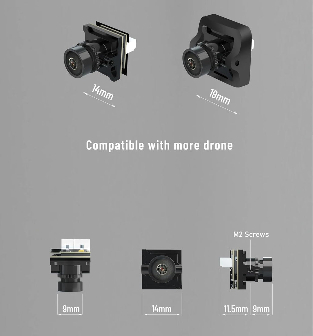 Caddx FPV Camera Ratel 2, 1/1.8inch Starlight Sensor Camera 1200TVL with FOV 165°Bigger PAL NTSC Switchable for FPV Racing Drone