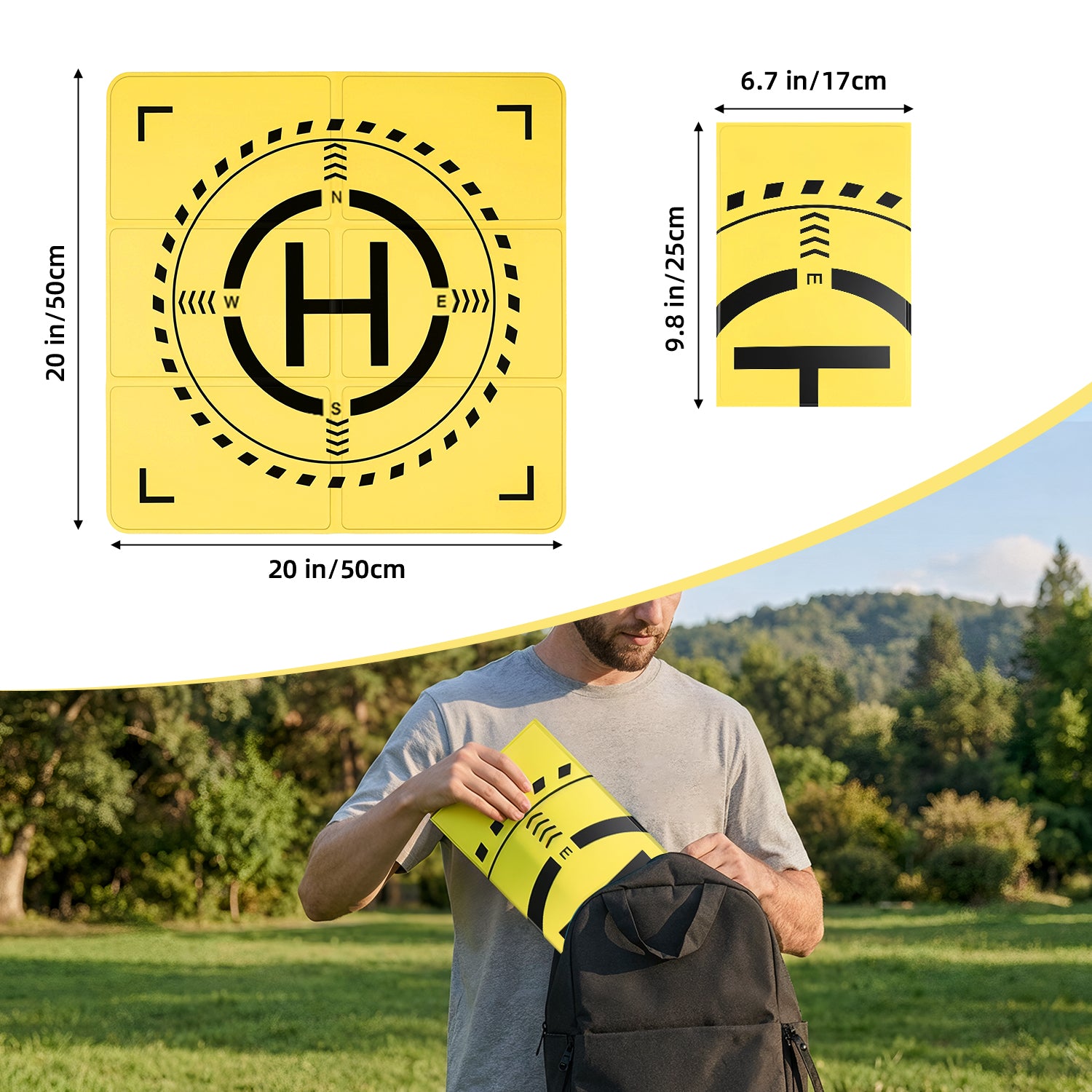 Nighttime Reflective Drone Landing Pad, Double Sided Waterproof Landing Pad Weighted for DJI Neo/Flip/Mini 5 Pro/Mini 4k/Mini 4 Pro/Avata 2/Mavic 4/Air 3s