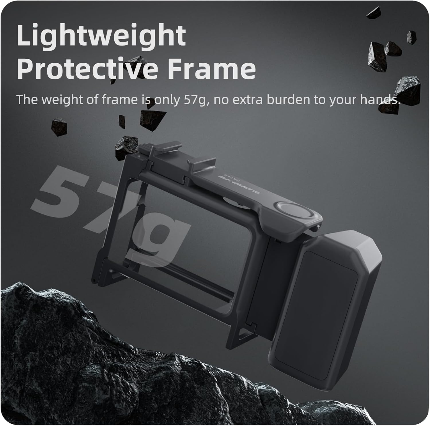 Street Grip Kit for DJI Action 6 with Protective Frame Cage, Plastic Camera Grip Handle Holder with Shutter Button, Quick Release, Cold Shoe, Wrist Strap