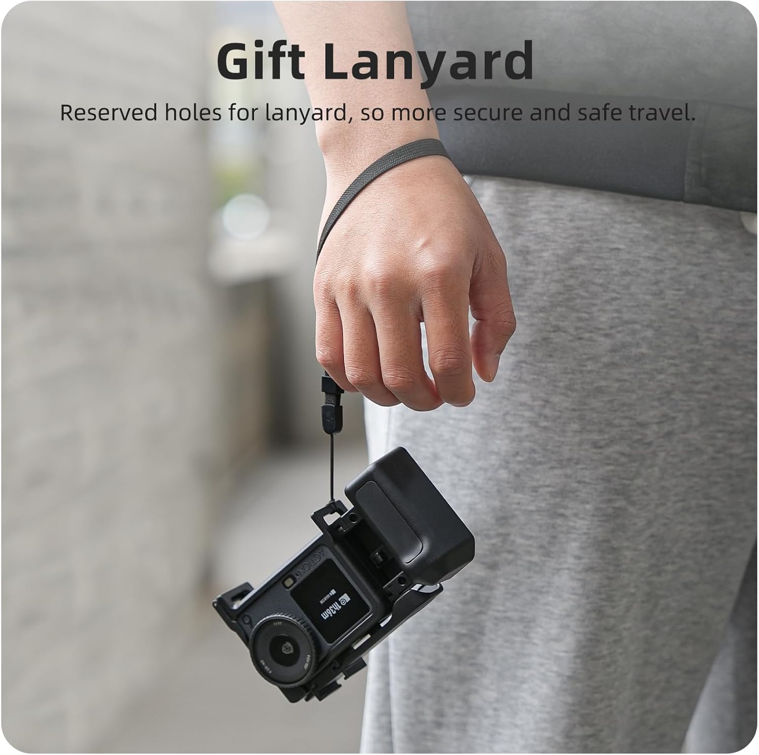 Street Grip Kit for DJI Action 6 with Protective Frame Cage, Plastic Camera Grip Handle Holder with Shutter Button, Quick Release, Cold Shoe, Wrist Strap