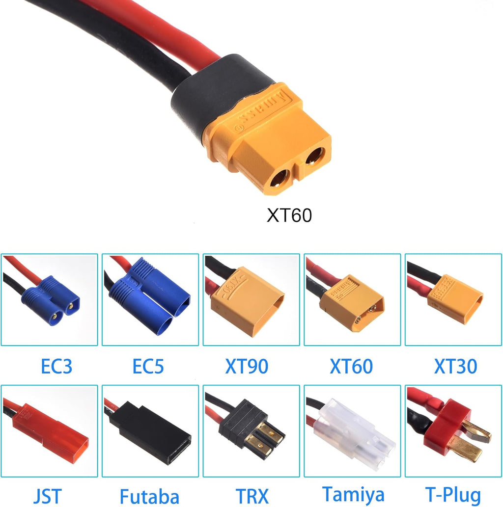 RC Lipo Battery Charger Adapter Connector Splitter Wire with 2-6S Charge Balance Board, 10 in 1 Octopus Convert Cable to XT60H Plug Lead Cable for TRX,T-Plug,Tamiya,Futaba,JST,XT90,XT60,XT30,EC3,EC5