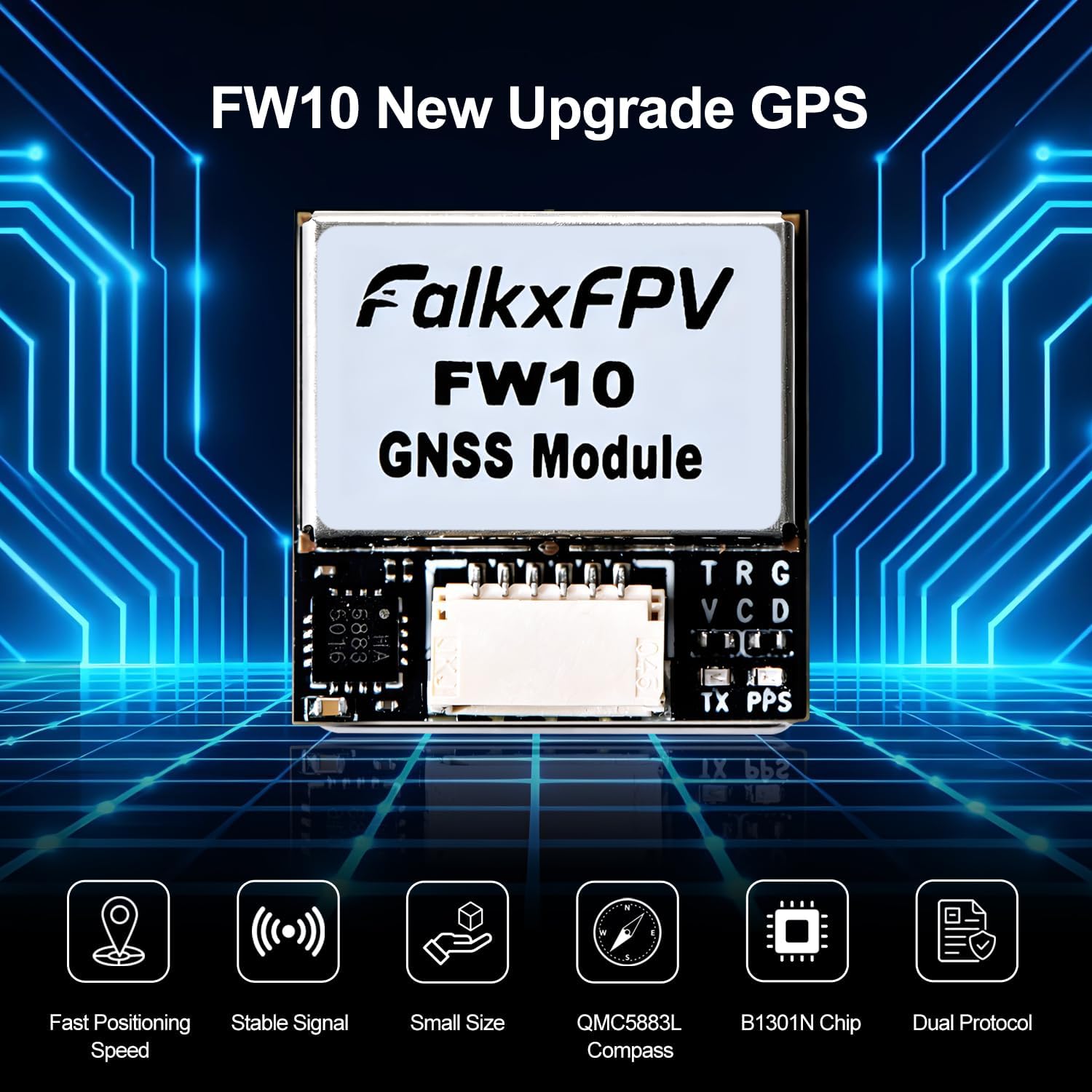 FPV GPS Module with QMC5883L Compass, Upgraded 10th Generation Chip Fast Satellite Positioning for FPV Racing Drone