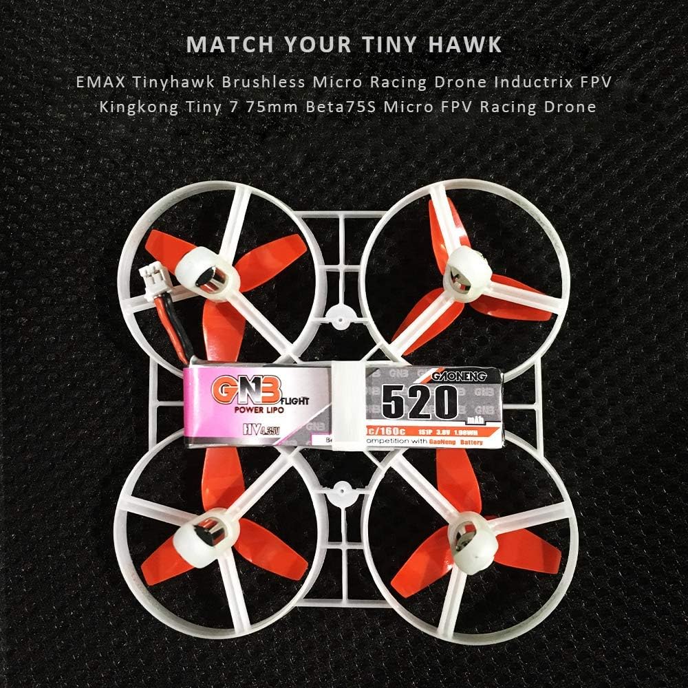 GNB 4pcs 520mAh 1S LiPo Battery 80C HV 3.8v LiHV Battery JST-PH2.0 Connector Upgraded for Inductrix FPV Racing Drone Like EMAX Tinyhawk 2 etc
