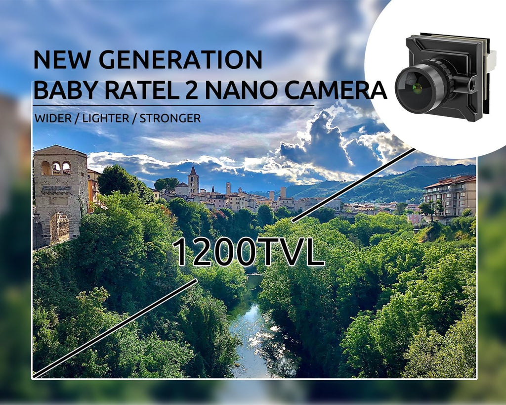 Caddx FPV Camera Ratel 2, 1/1.8inch Starlight Sensor Camera 1200TVL with FOV 165°Bigger PAL NTSC Switchable for FPV Racing Drone