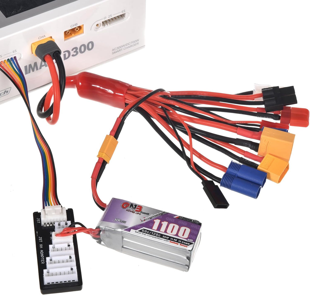 RC Lipo Battery Charger Adapter Connector Splitter Wire with 2-6S Charge Balance Board, 10 in 1 Octopus Convert Cable to XT60H Plug Lead Cable for TRX,T-Plug,Tamiya,Futaba,JST,XT90,XT60,XT30,EC3,EC5