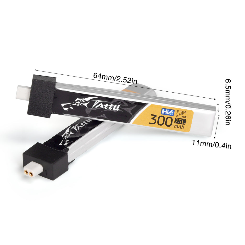 4pcs BT2.0 300mAh 1S Battery 3.8V 75C FPV Lipo Battery with BT2.0 Plug Connector for FPV Tiny Whoop 1S Brushless Whoop Drone