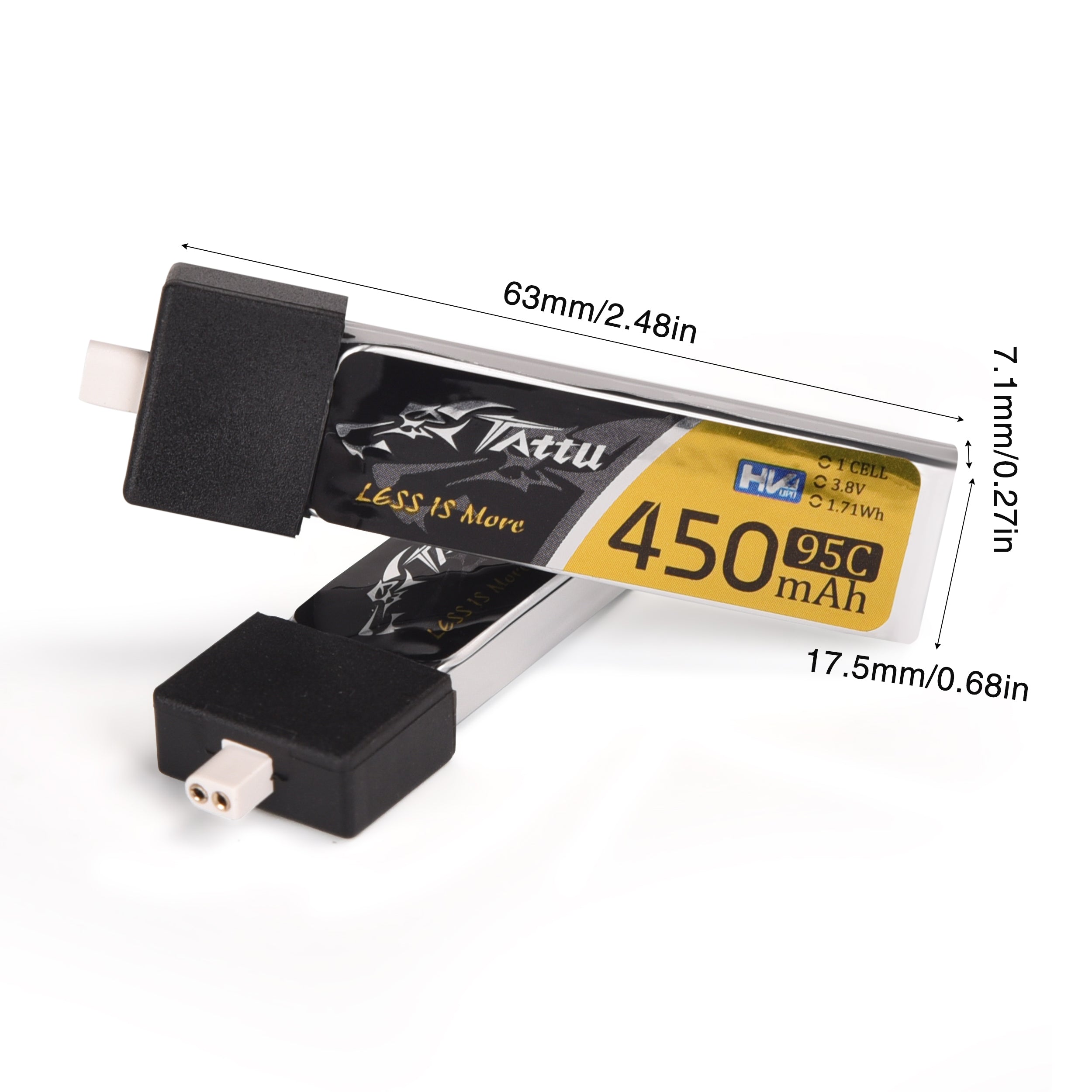 4pcs 450mAh 1S 3.8V LiHV 95C Lipo Battery with BT 2.0 Connector for 1S FPV Tiny Whoop Drone Quadcopters Like Meteor75, Cetus Pro FPV Kit