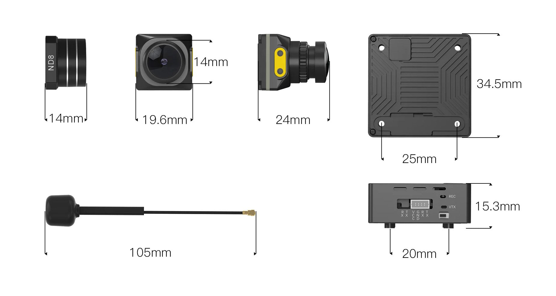 Caddx FPV Walksnail Moonlight Kit, Air Unit Pro for FPV Drone with Starlight Sensor, Dual Antennas, Digital Transmission System, 22ms Low Latency, 4km Max Range,160° FOV, 4K/60fps Video Recording